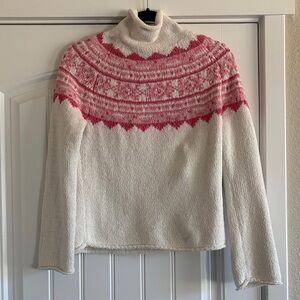 J. Jill Cream and Pink Turtleneck Sweater